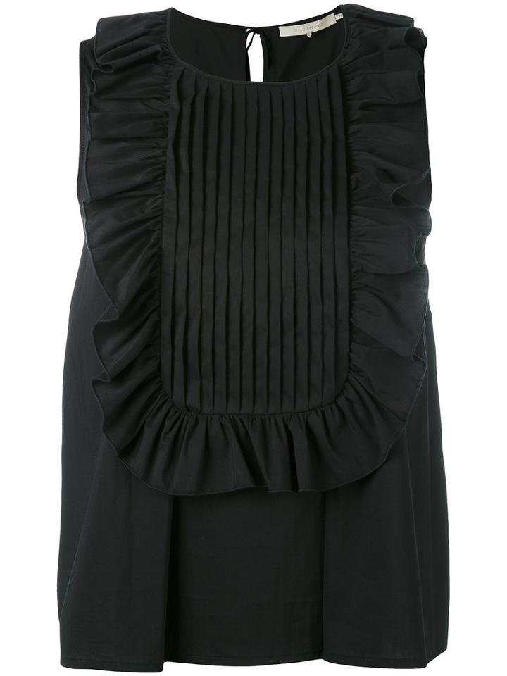 L'autre Chose - Ruffled Trim Top - Women - Cotton/spandex/elastane/polyimide - 42, Black, Cotton/spandex/elastane/polyimide