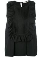 L'autre Chose - Ruffled Trim Top - Women - Cotton/spandex/elastane/polyimide - 42, Black, Cotton/spandex/elastane/polyimide