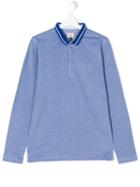 Armani Junior - Logo Long Sleeve Polo Shirt - Kids - Cotton - 14 Yrs, Blue