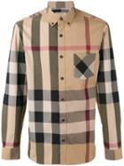 Burberry - Checked Shirt - Men - Cotton/polyamide/spandex/elastane - Xxl, Nude/neutrals, Cotton/polyamide/spandex/elastane