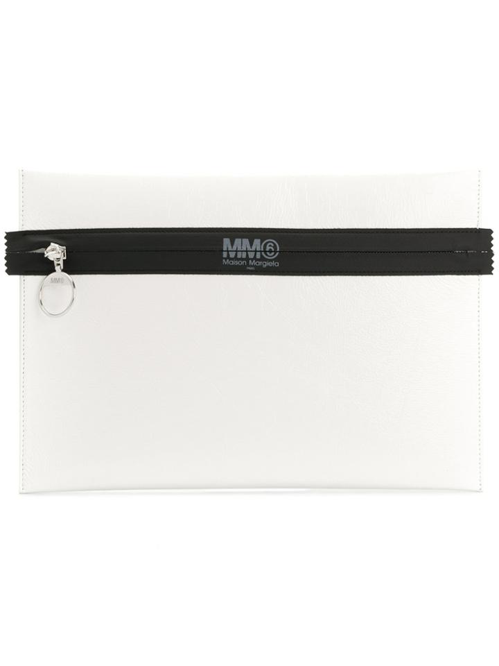Mm6 Maison Margiela Medium Laminated Clutch - White