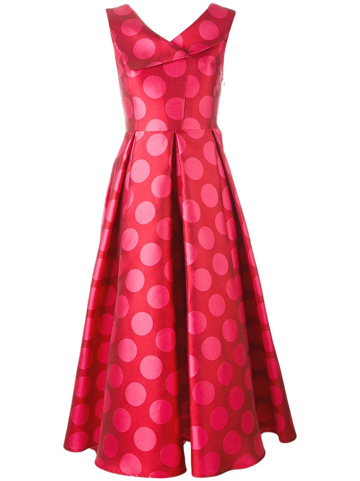 Ultràchic - Pois Flared Midi Dress - Women - Silk/polyester - 40, Red, Silk/polyester