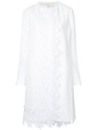 Sara Battaglia Embroidered Detail Coat, Women's, Size: 50, White, Polyester