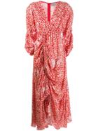 Preen By Thornton Bregazzi Draped V-neck Dress - Red