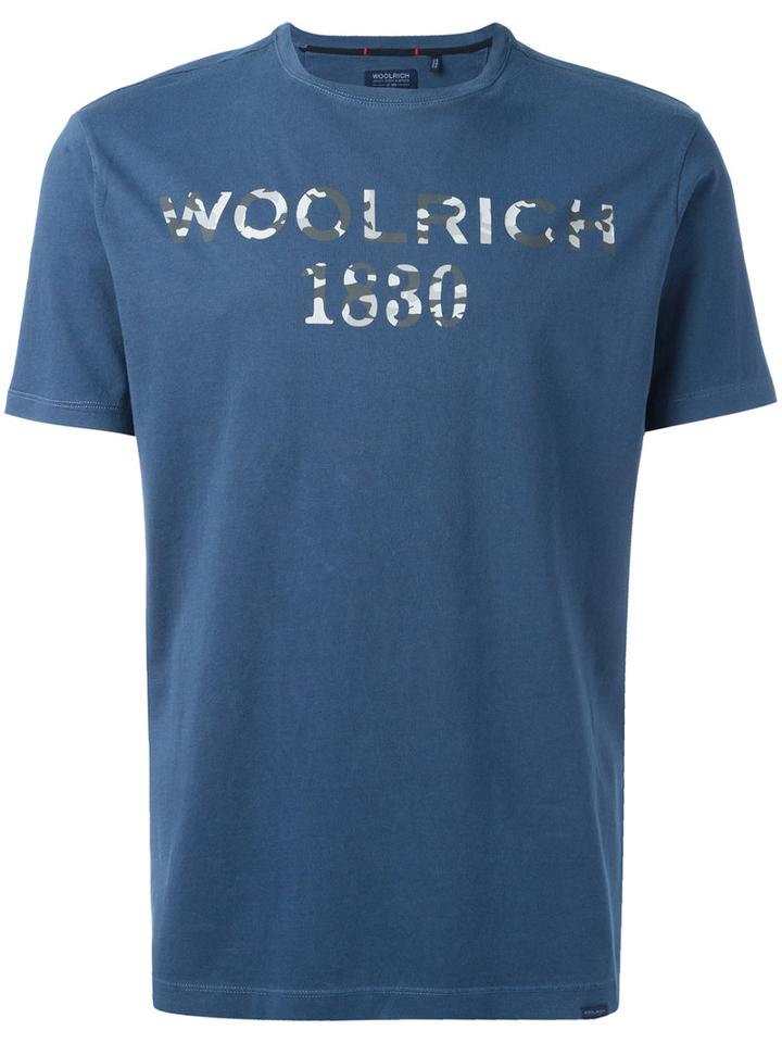 Woolrich Logo Print T-shirt, Men's, Size: Xl, Blue, Cotton