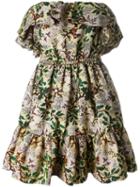 Philosophy Di Lorenzo Serafini Leaves Print Strapless Dress, Women's, Size: 40, Green, Polyester
