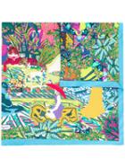 Salvatore Ferragamo Jungle Print Scarf, Women's, Blue, Silk
