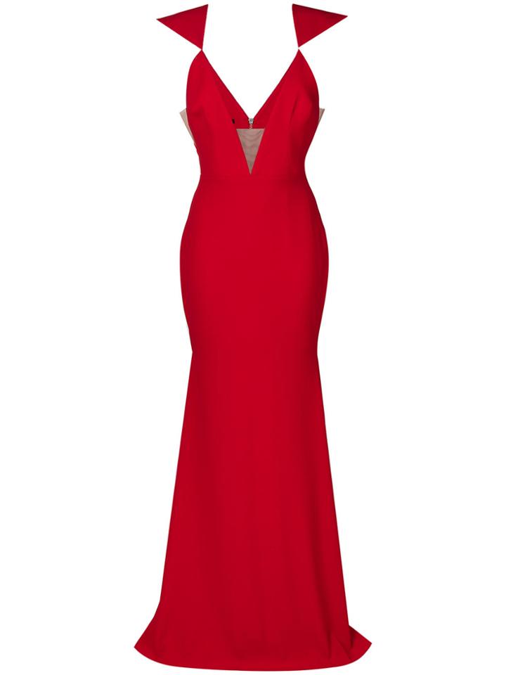 Alex Perry Deep V-neck Gown - Red