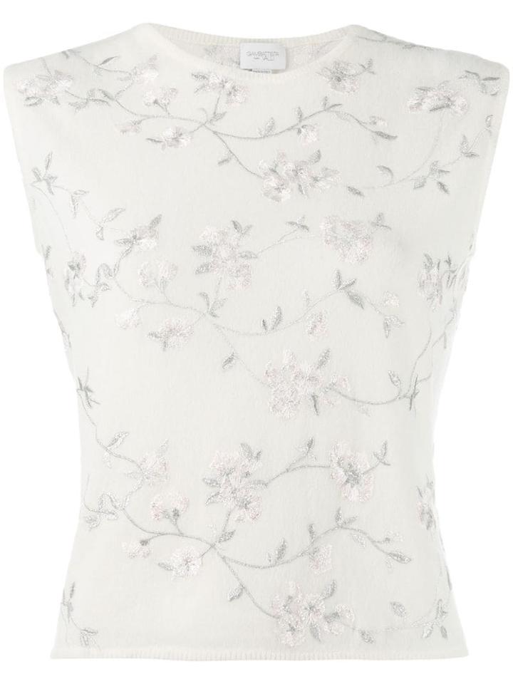 Giambattista Valli Floral Embroidered Knitted Top - White