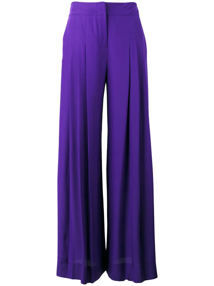 Alberta Ferretti - Flared Trousers - Women - Silk - 40, Women's, Pink/purple, Silk