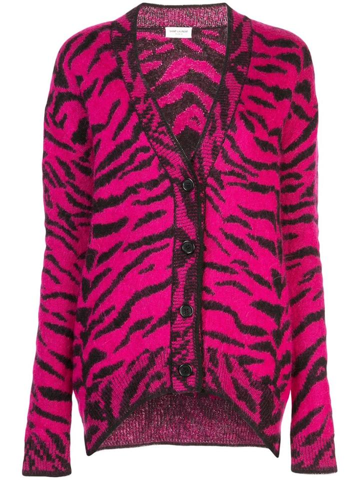 Saint Laurent Zebra Jacquard Cardigan - Pink