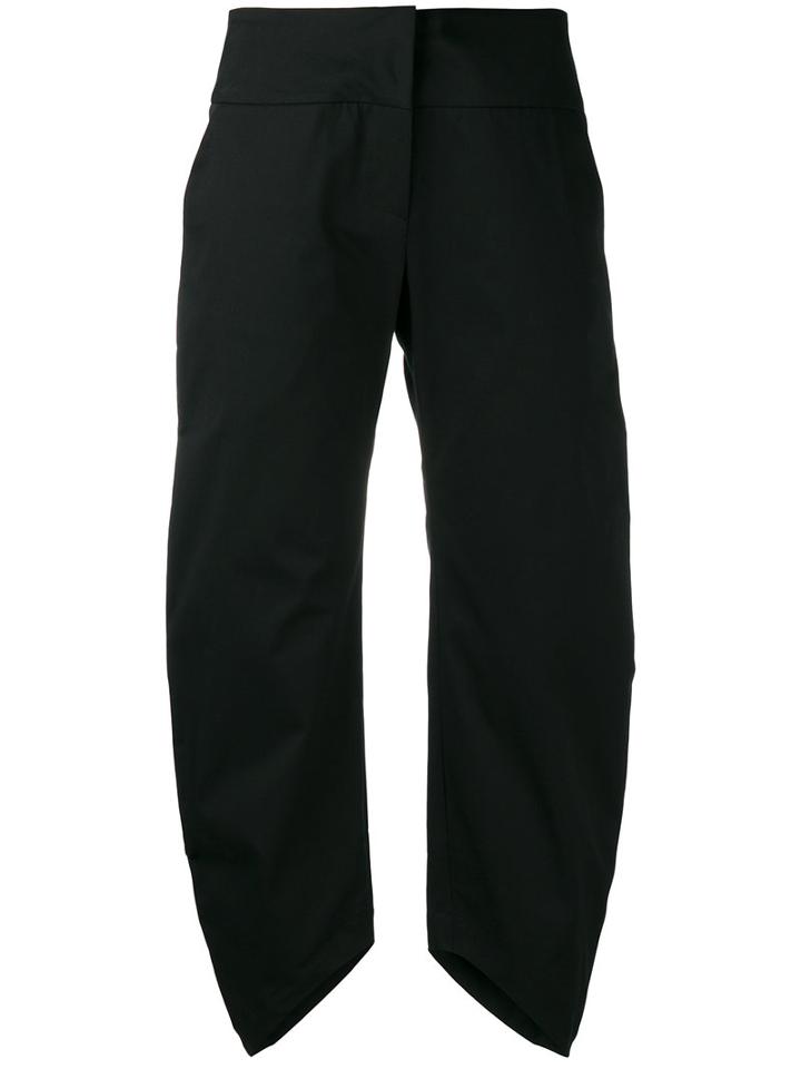 Io Ivana Omazic - Asymmetric Cropped Trousers - Women - Cotton/spandex/elastane - 40, Women's, Black, Cotton/spandex/elastane