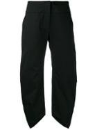 Io Ivana Omazic - Asymmetric Cropped Trousers - Women - Cotton/spandex/elastane - 40, Women's, Black, Cotton/spandex/elastane