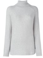 Brunello Cucinelli Flocked Roll Neck Pullover, Women's, Size: Medium, Grey, Silk/polyamide/cashmere