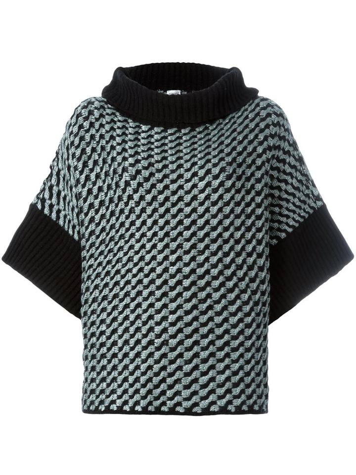 Armani Collezioni Houndstooth Pattern Oversized Pullover, Women's, Size: 40, Black, Polyamide/wool/virgin Wool