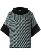 Armani Collezioni Houndstooth Pattern Oversized Pullover, Women's, Size: 40, Black, Polyamide/wool/virgin Wool