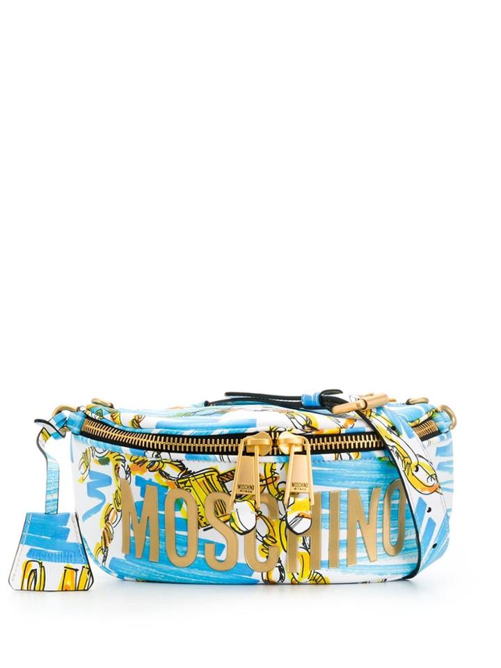 Moschino Chain Print Belt Bag - Blue
