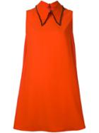 Mcq Alexander Mcqueen Rhinestone Pointed Collar Dress, Women's, Size: 42, Yellow/orange, Polyester