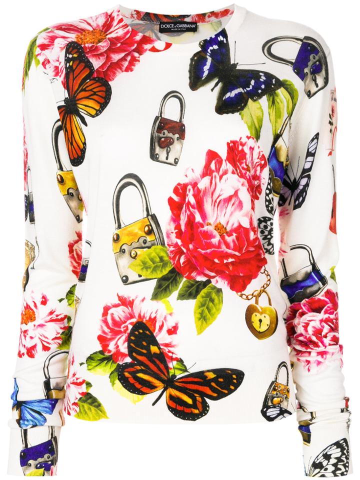 Dolce & Gabbana Padlock And Butterfly Sweater - Nude & Neutrals