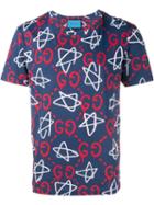 Gucci 'gucci Ghost' Star Print T-shirt, Men's, Size: Medium, Blue, Cotton