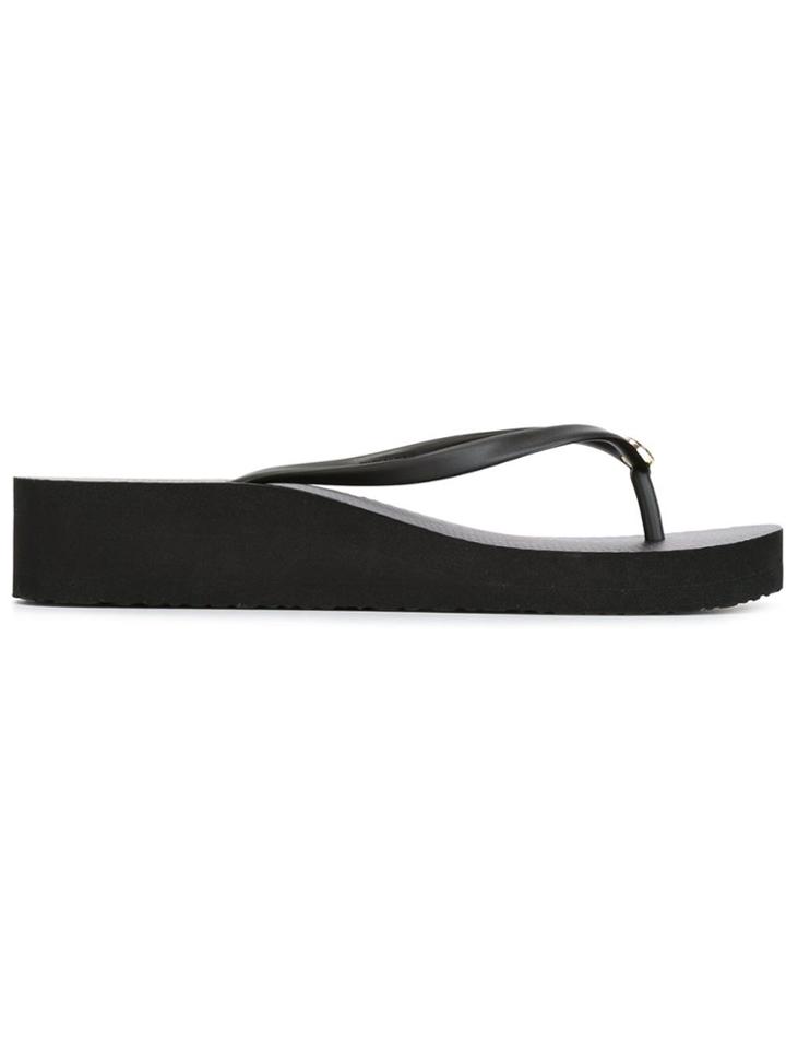 Tory Burch Logo Flip Flops - Black