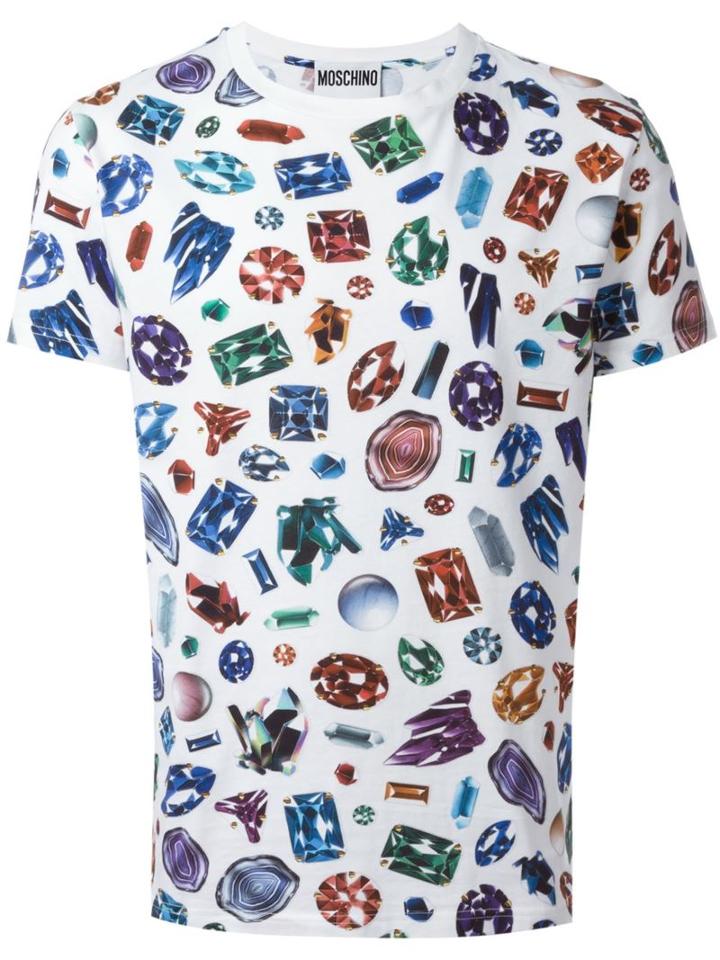 Moschino Jewel Print T-shirt, Men's, Size: 50, White, Cotton