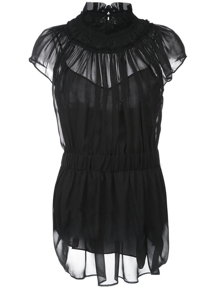 Proenza Schouler Crepe Chiffon Cap Sleeve Top - Black