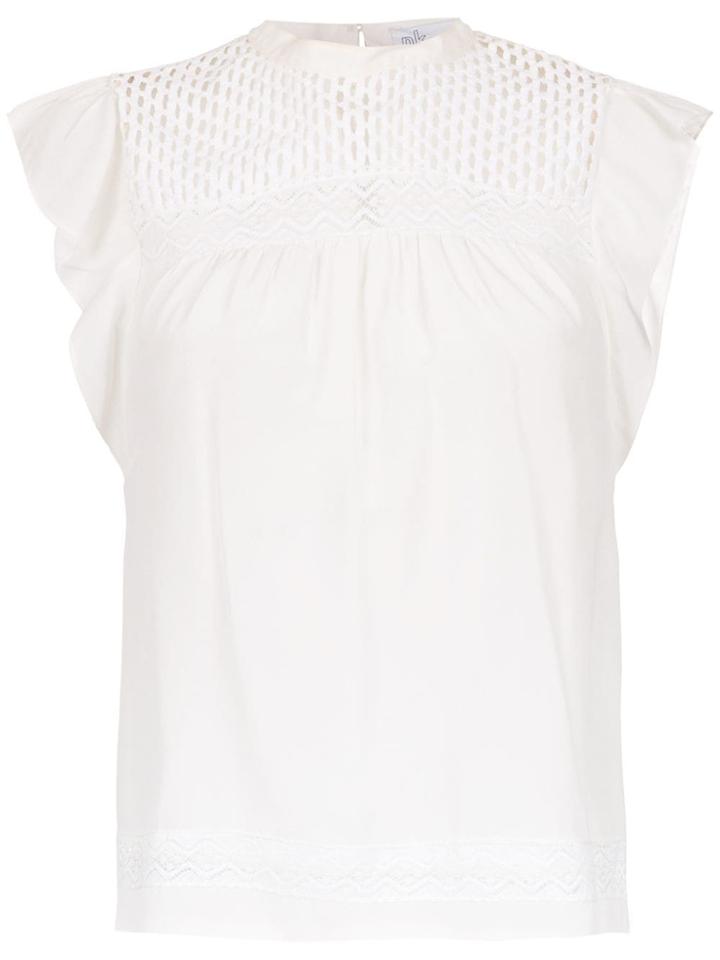 Nk Textured Silk Blouse - White