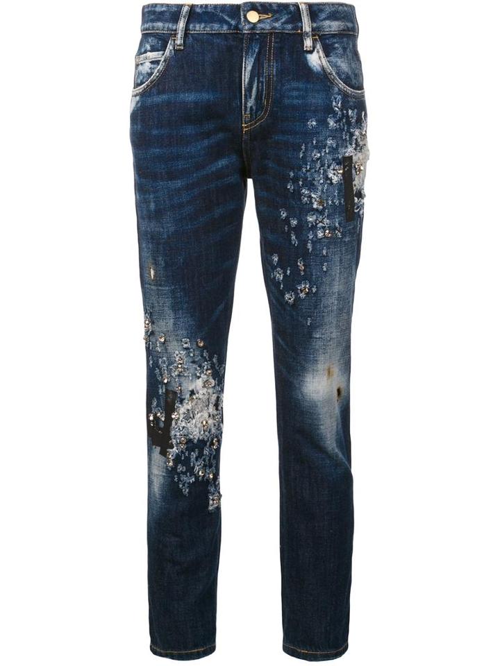 Amen Ripped Skinny Jeans, Women's, Size: 44, Blue, Cotton
