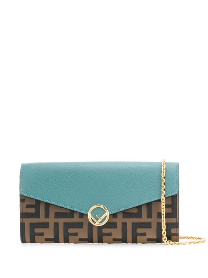 Fendi Panelled Logo-print Purse - Brown