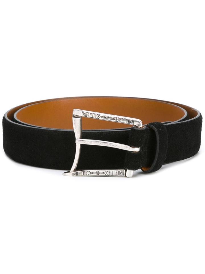 D'amico Curved Buckle Belt, Men's, Size: 85, Black, Calf Leather