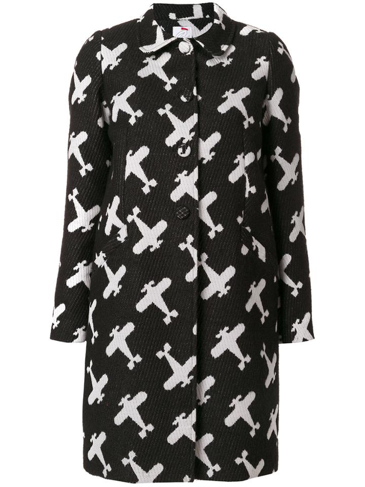 Ultràchic Airplane Print Coat - Black