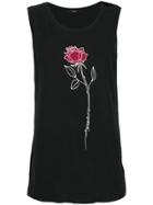 Diesel Rose Print Tank - Black
