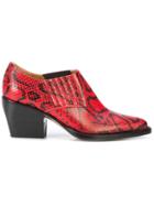 Chloé Snake Effect Low Ankle Boots - Red