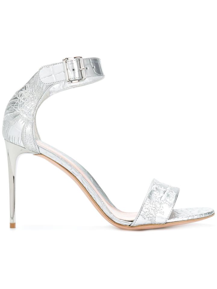 Alexander Mcqueen Embroidered Sandals - Metallic