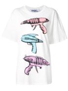 Jeremy Scott Gun Print Oversized T-shirt, Women's, Size: Large, White, Cotton