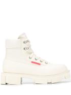 Both Ridged Sole Lace-up Boots - White