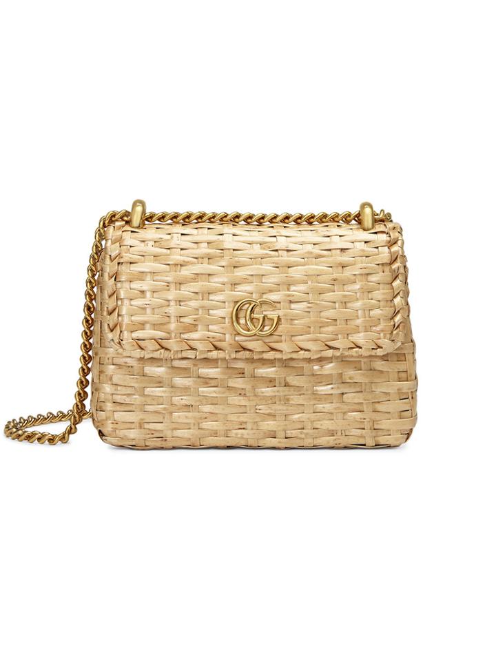 Gucci Straw Mini Shoulder Bag - Nude & Neutrals