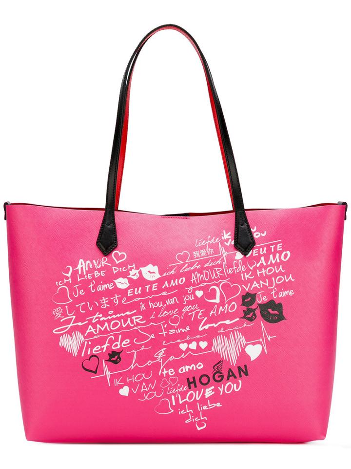 Hogan - Printed Tote - Women - Leather - One Size, Women's, Pink/purple, Leather