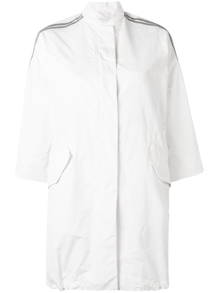 Brunello Cucinelli Buttoned Jacket, Women's, Size: 42, White, Silk/polyester
