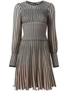Alexander Mcqueen Stripe Knit Dress, Women's, Size: Xs, Black, Silk/polyamide/spandex/elastane/metallic Fibre