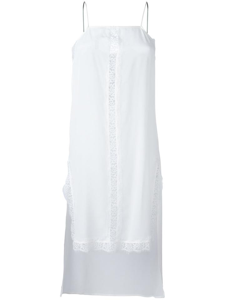 Twin-set Elongated Lace Detail Top, Women's, Size: Xl, White, Silk/polyamide