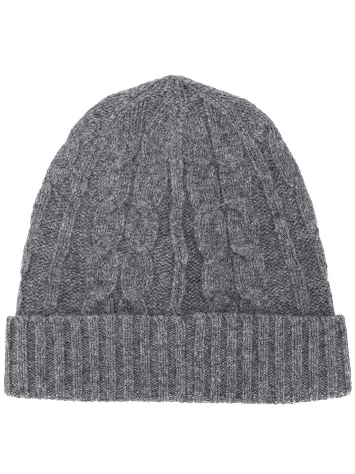 Pringle Of Scotland Cable Stitch Beanie Hat - Grey