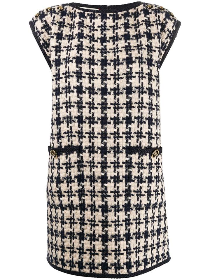 Gucci Houndstooth Shift Dress - Neutrals