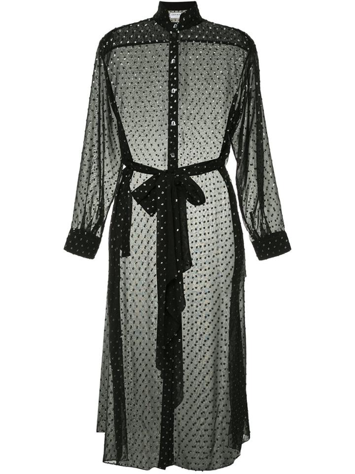 Osman Dotted Mesh Dress - Black