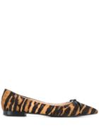 Prada Tiger Print Pointed Ballerinas - Brown
