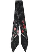 Rockins Floral Embroidered Scarf - Black