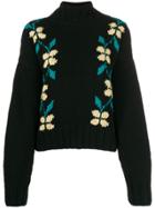 Ymc Intarsia Floral Sweater - Black
