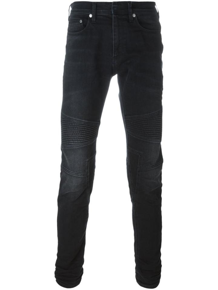 Neil Barrett Biker Style Jeans, Men's, Size: 34, Black, Cotton/polyester