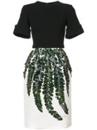 Oscar De La Renta Sequined Fern Motif Dress - Black